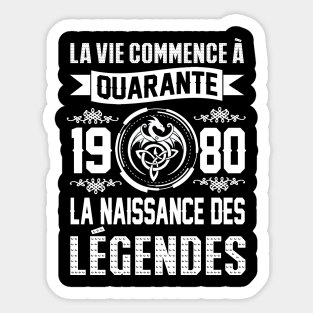 1980 LA NAISSANCE DES LÉGENDES Sticker